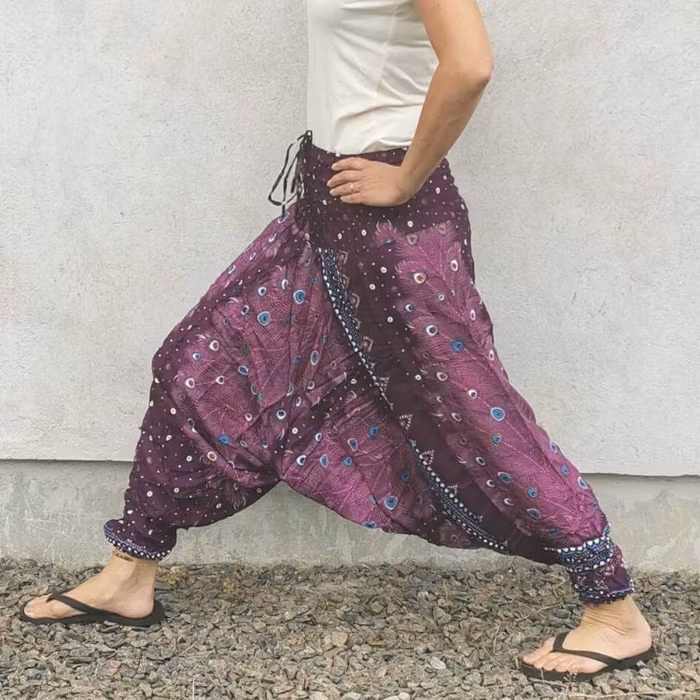 Haremsbyxa nr. 43 mörklila/cerise- Bohemian Harem