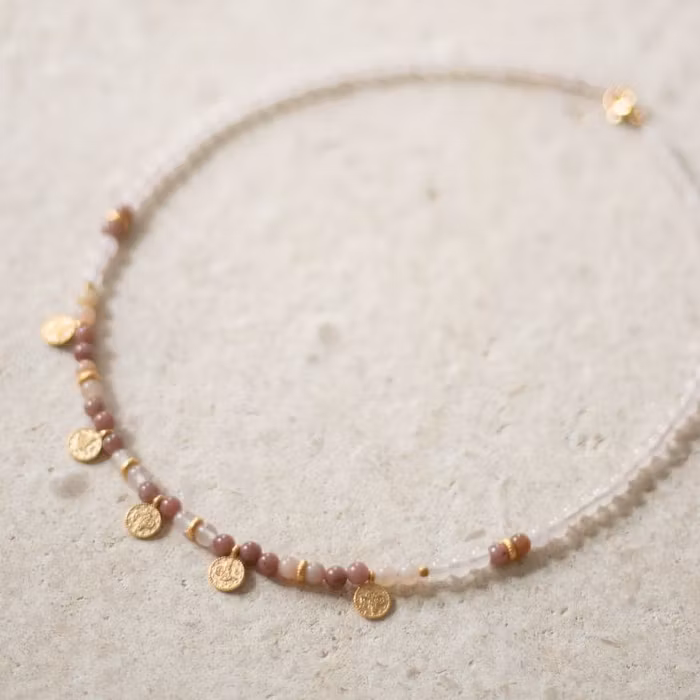 Stenhalsband med kristaller Rosenkvarts - Blush & Promise