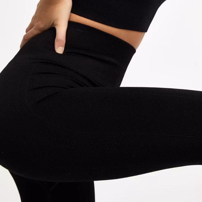 Yogaleggings Seamless Ribbed Dakota Black - DOM