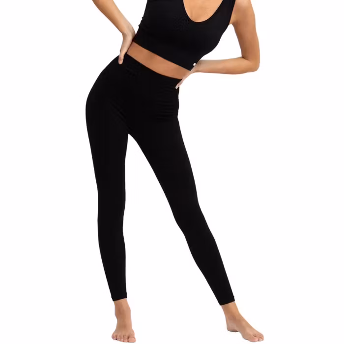 Yogaleggings Seamless Ribbed Dakota Black - DOM
