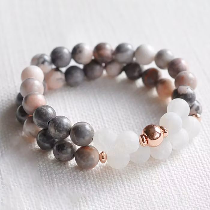 Stenarmband 2st Confidence Agat & Rosa Jaspis - Nouelle
