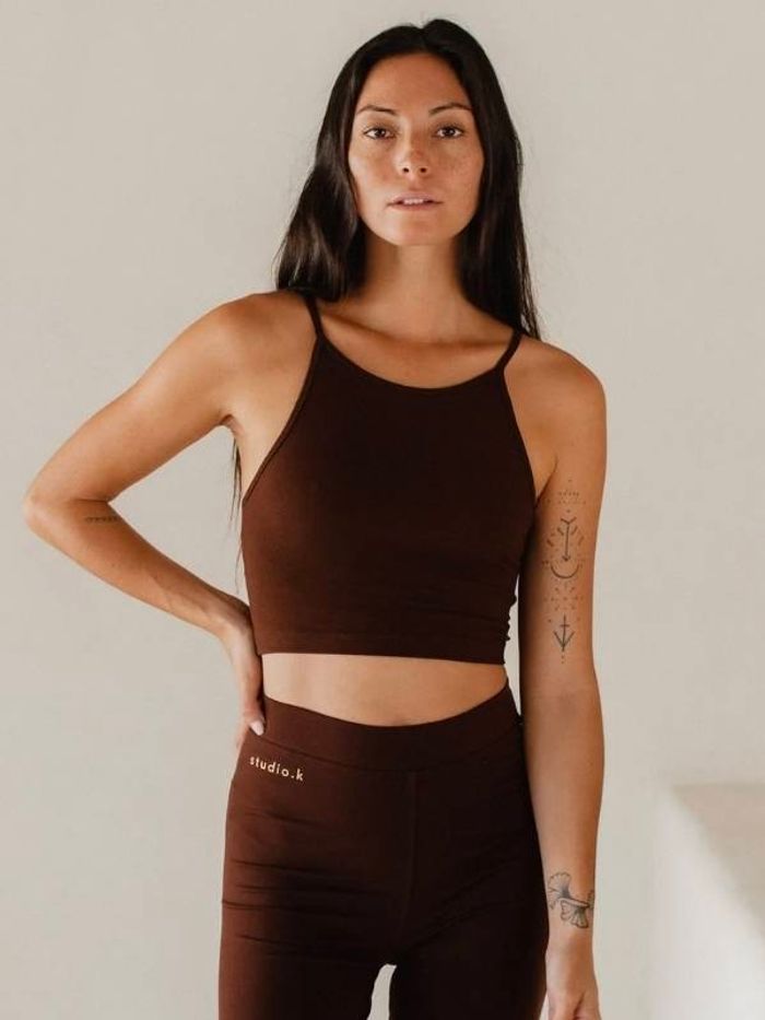 Yoga-BH Ester Bamboo Crop Top Chestnut - Studio K