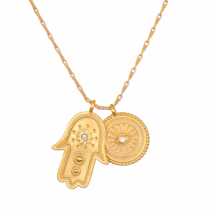 Halsband Protected Path Hamsa Evil Eye Gold - Satya