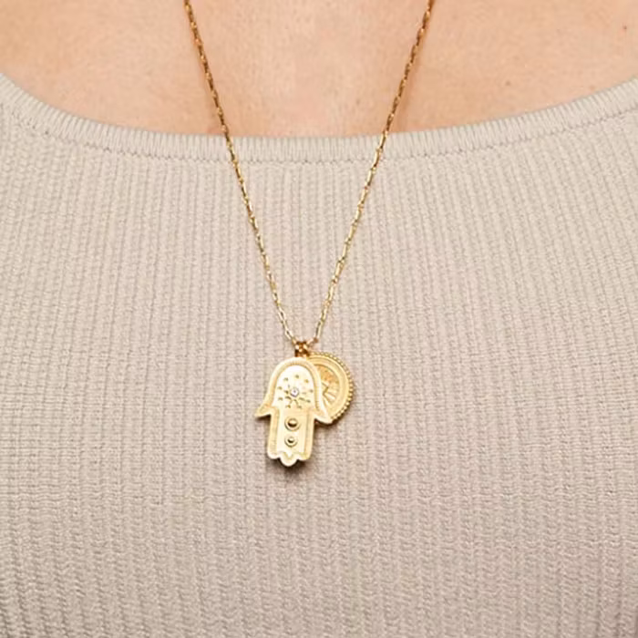 Halsband Protected Path Hamsa Evil Eye Gold - Satya