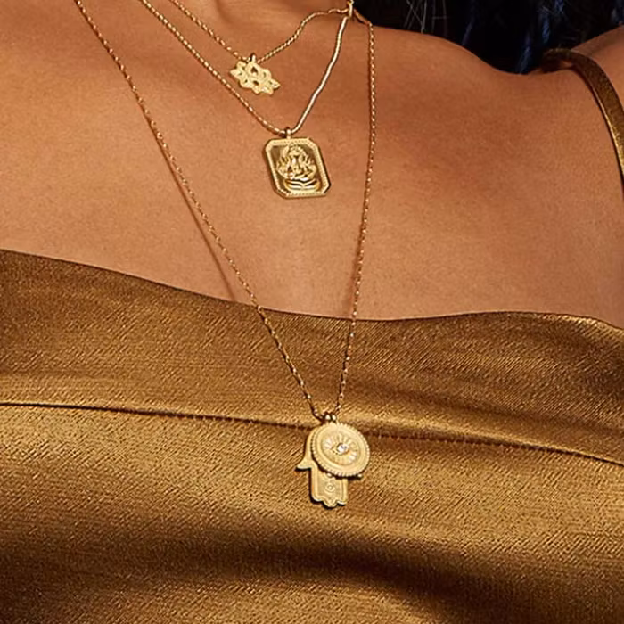 Halsband Protected Path Hamsa Evil Eye Gold - Satya