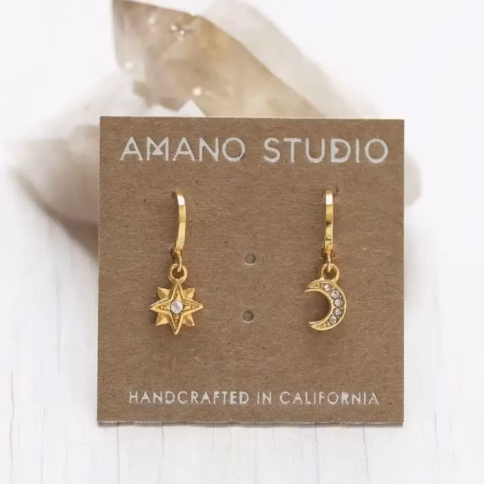 Örhänge Juno Hoops Huggie Crystal - Amano Studio