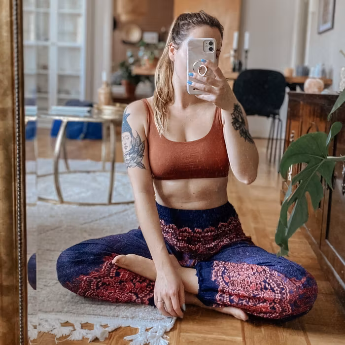 Relaxbyxa nr. 27 Raka blå/rosa/lila - Bohemian Harem