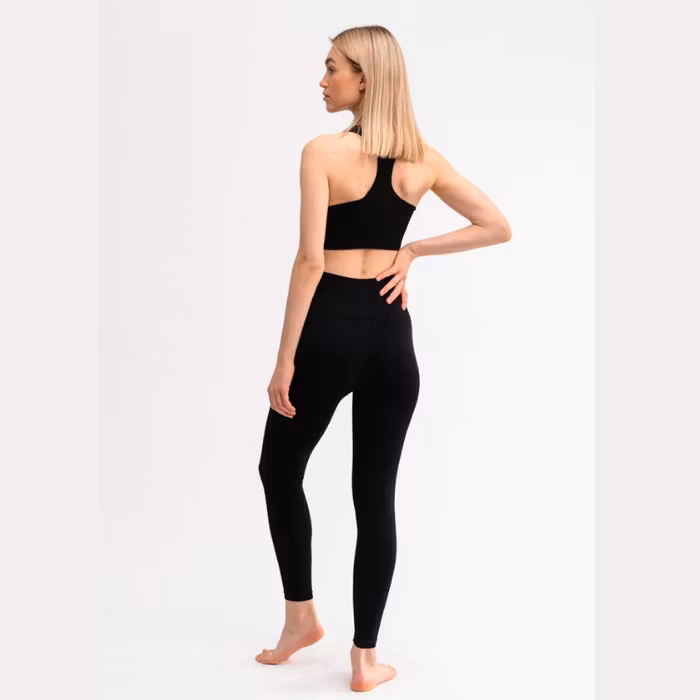Yogaleggings Seamless Alma Ribbed Black - DOM