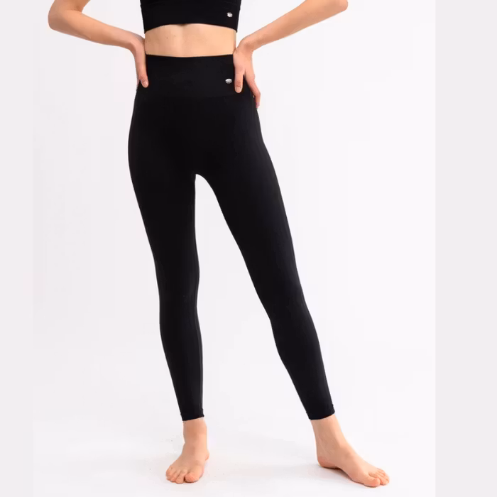 Yogaleggings Seamless Alma Ribbed Black - DOM