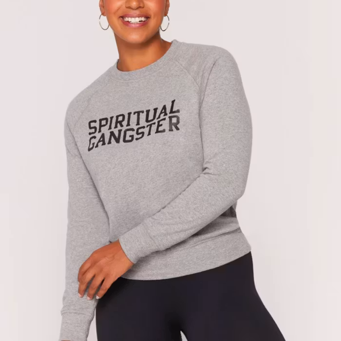 Tröja Varisity Old School Sweatshirt Heather Grey - Spiritual Gangster