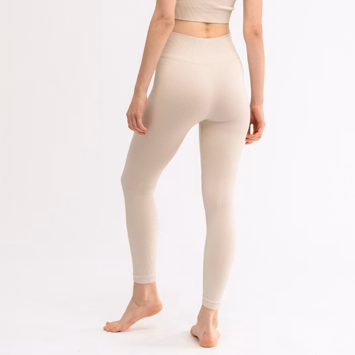 Yogaleggings Seamless Ribbed Cleo Oatmeal - DOM