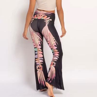 Yogaleggings Jungel Eyes Crop Bell Bottom - Teeki Yogaleggings Jungel Eyes Crop Bell Bottom - Teeki