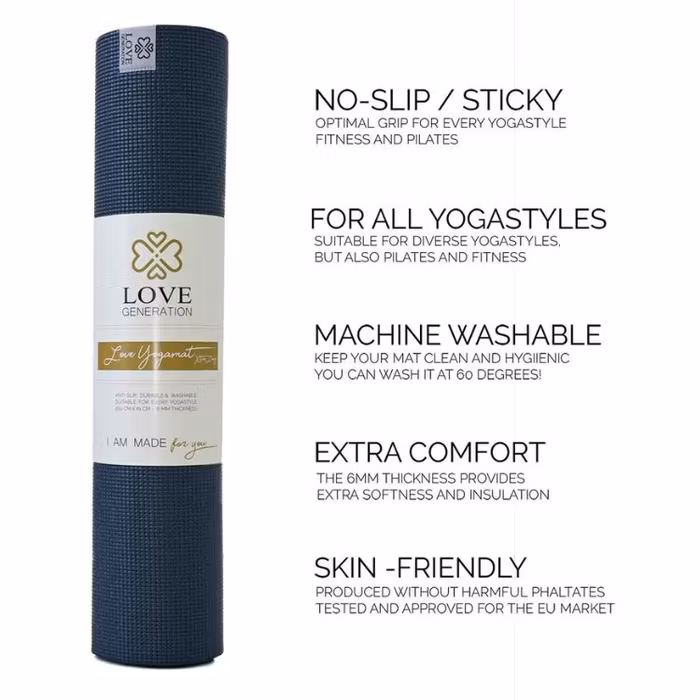 Yogamatta Extra Long Dark Blue 6mm - Love Generation