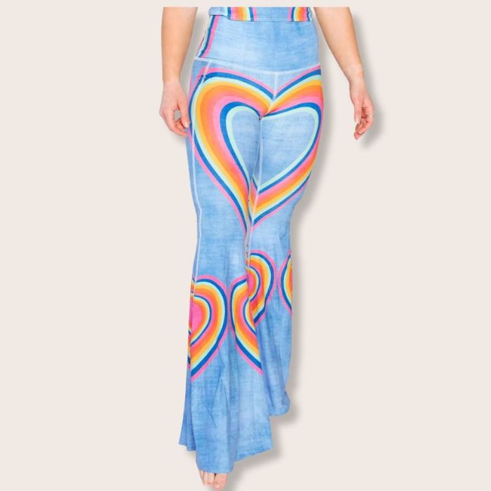 Yogaleggings Bell bottoms Rainbow Love - Yoga Democracy