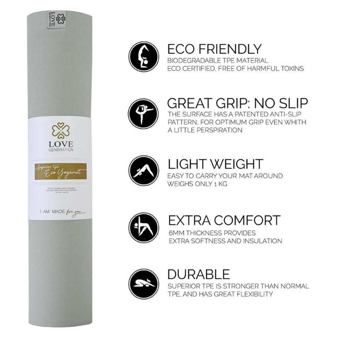 Yogamatta Eco TPE 6mm Serene Sage - Love Generation