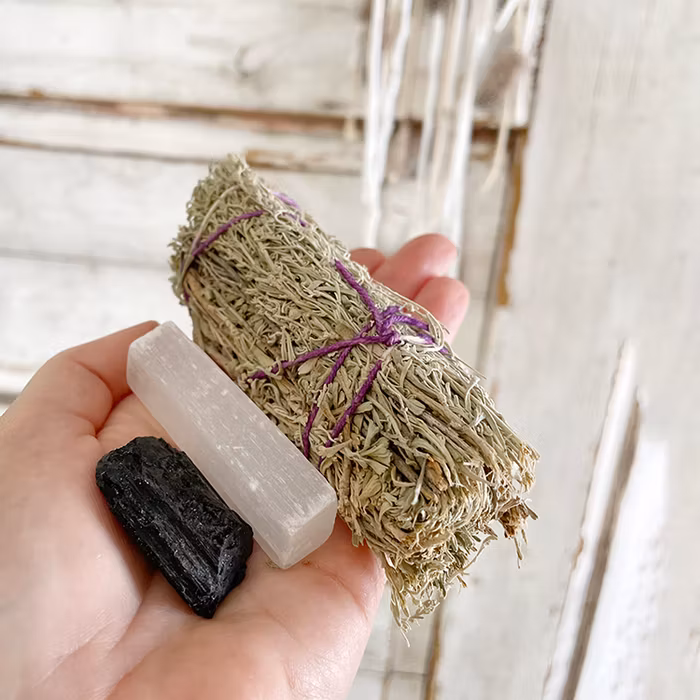 Clean Magic kit - Svart turmalin, selenit & Blue sage