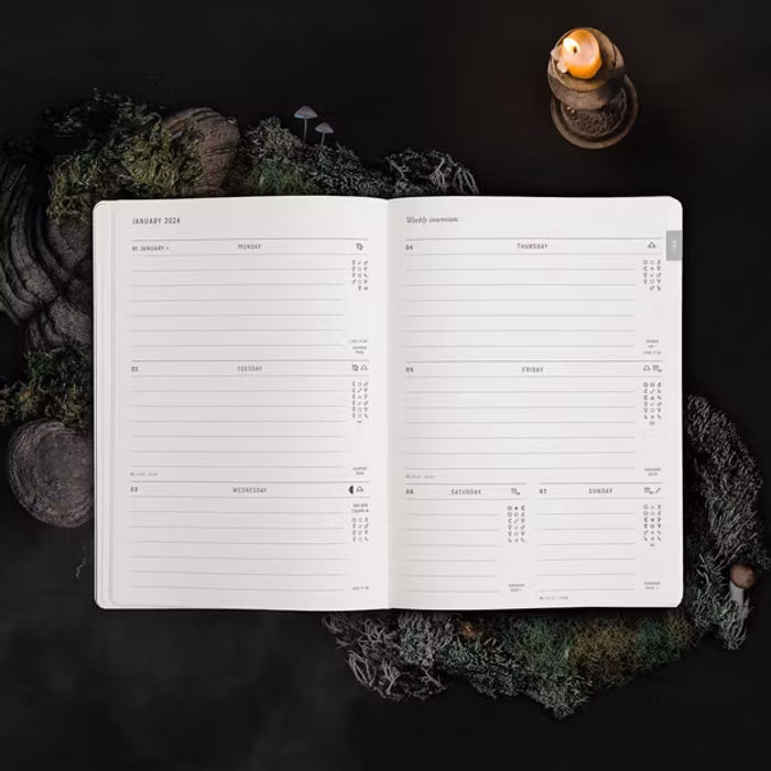 Kalender 2024 Astrological Planner White Leather A5 - Magic of I