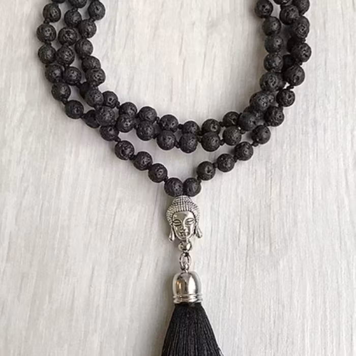 Kampanj! Mala halsband Buddha + armband Lava - Nouelle