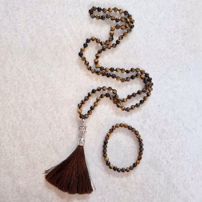 KAMPANJ! Mala halsband + armband Buddha Tigeröga - Nouelle