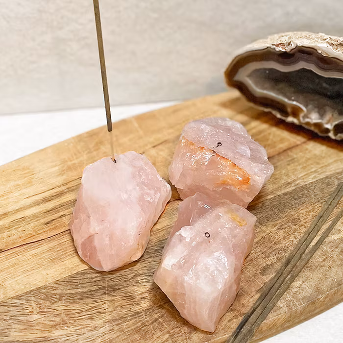 Rökelsehållare Rosenkvarts Rå