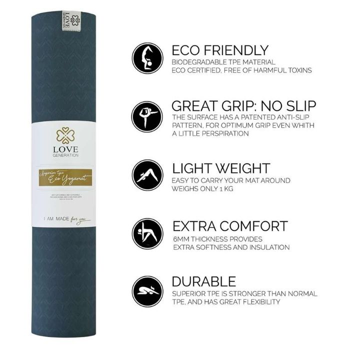 Yogamatta Eco TPE 6mm Brilliant Blue - Love Generation