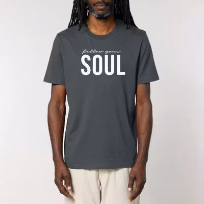 T-shirt Unisex "Follow Your Soul" Anthracite - Soul Factory T-shirt Unisex "Follow Your Soul" Anthracite - Soul Factory