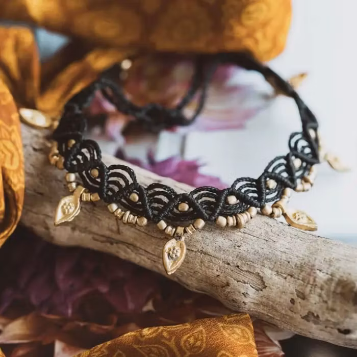 Fotlänk Macrame Anklets Svart- Meelah