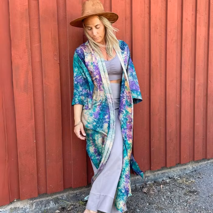 Kimono Durga återvunnen sari Nr 7