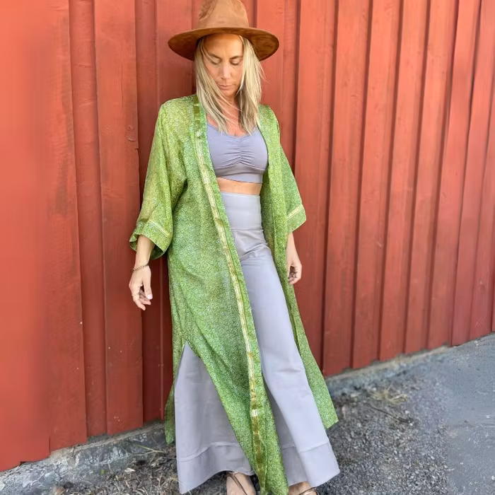 Kimono Uma återvunnen sari Nr 9