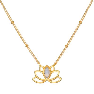 Halsband Open Lotus Moonstone Gold - Satya