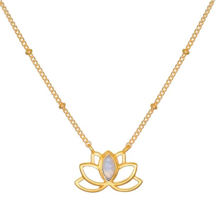 Halsband Open Lotus Moonstone Gold - Satya