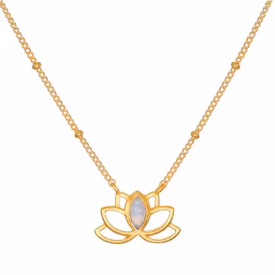 Halsband Open Lotus Moonstone Gold - Satya