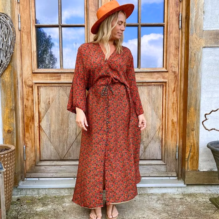 Klänning Lalita återvunnen sari Nr 79