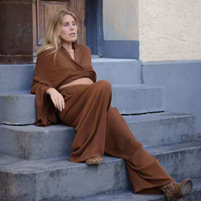 Byxor Wide Pants Brown - Mad Peach