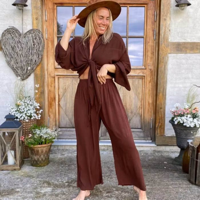 Byxor Wide Pants Brown - Mad Peach