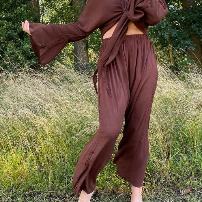 Byxor Wide Pants Brown - Mad Peach