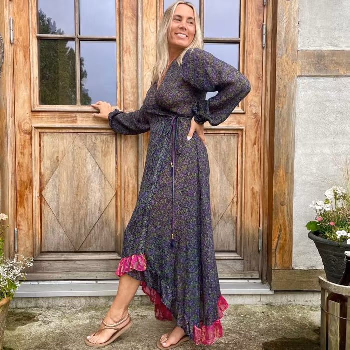 Klänning Ananda återvunnen sari Nr 92