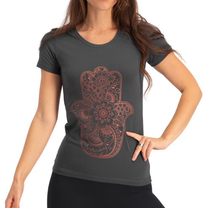 Yogatopp Hamsa Core Tee Ash - Urban Goddess