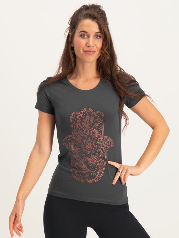 Yogatopp Hamsa Core Tee Ash - Urban Goddess