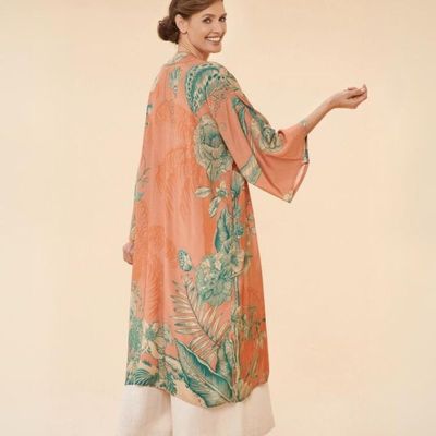 Kimono Floral Jungle Petal long - Powder design
