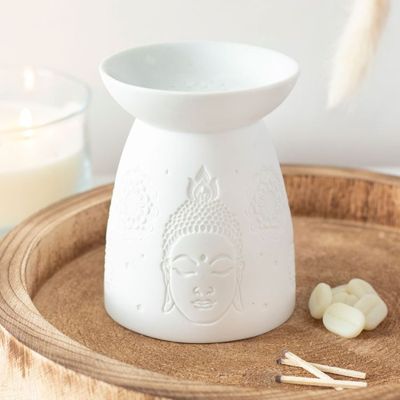 Aromalampa motiv Buddah vit 17cm