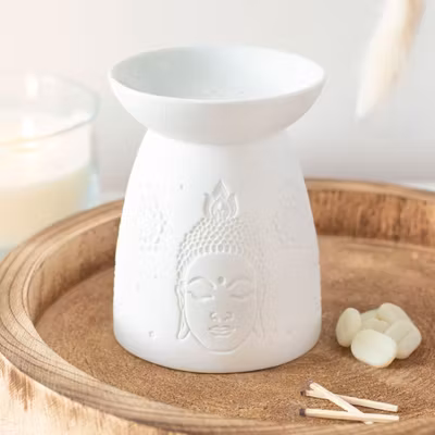 Aromalampa motiv Buddah vit 17cm