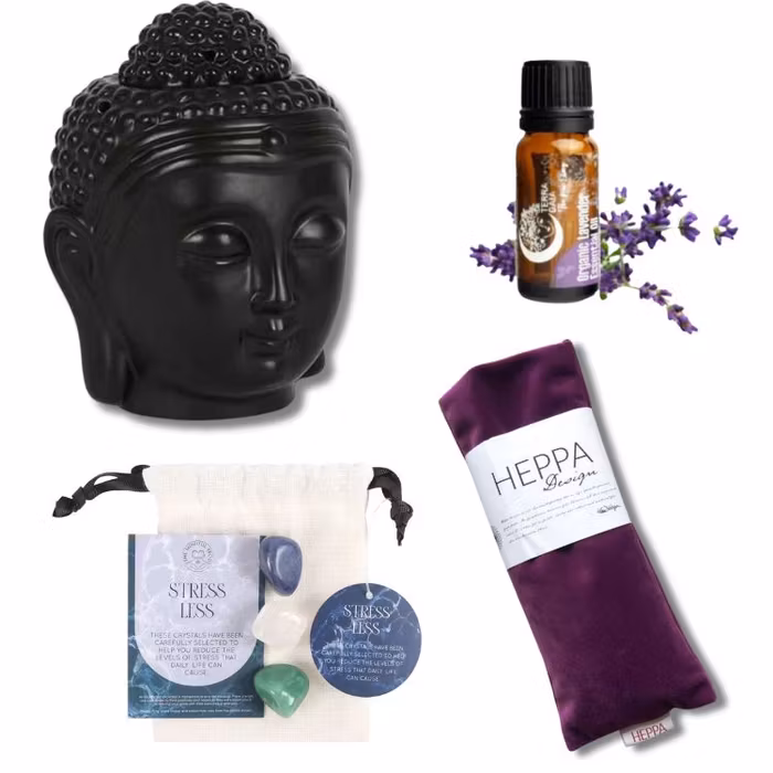 Avslappnings Kit- Ögonkudde, aromalykta, olja & kristaller