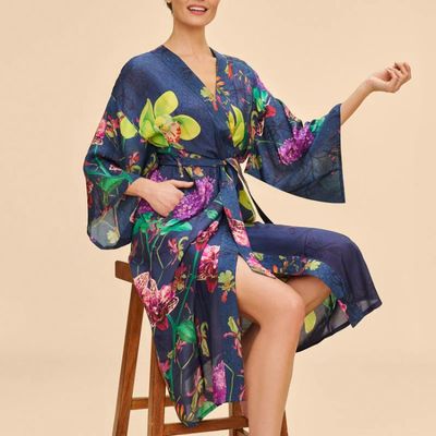 Kimono Exotic Evening Ink long - Powder design