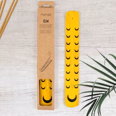 Rökelsehållare i trä med målade månar