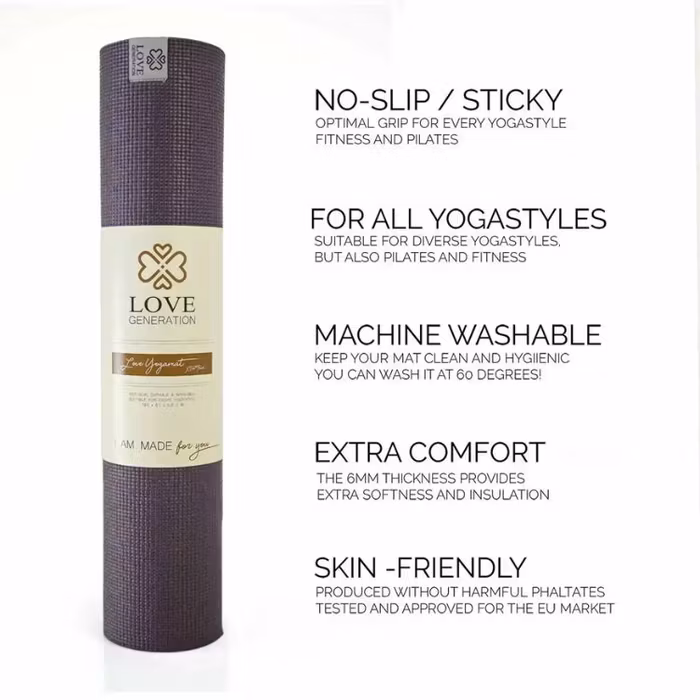 Yogamatta Love Aubergine Purple 6mm - Love Generation