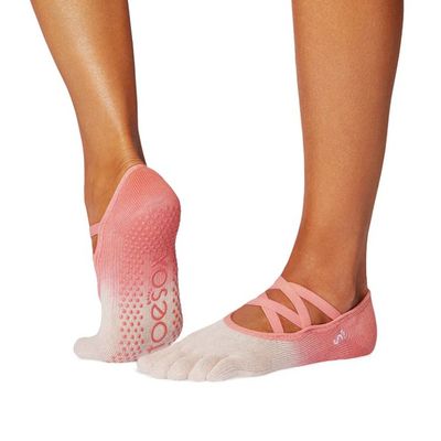 Yogastrumpor Fulltoe Elle Hot Coral Ombre - Toesox