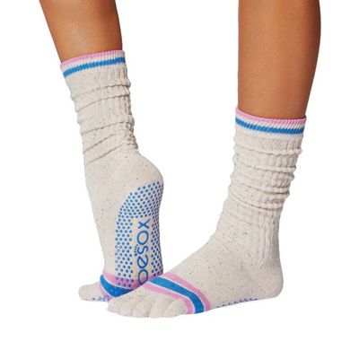 Yogastrumpor Full toe Slouch grip Paradise Navy Stripe - ToeSox