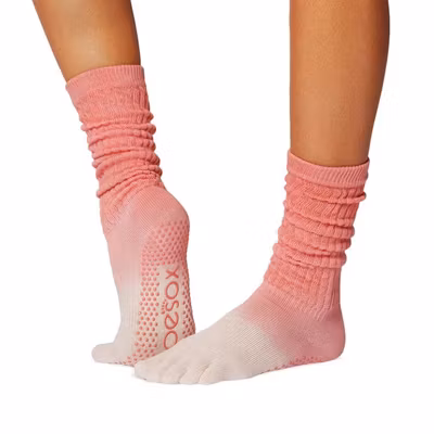 Yogastrumpor Full toe Slouch grip Hot Coral  - ToeSox