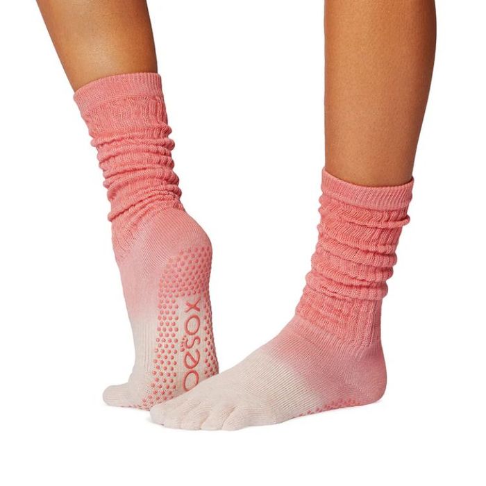 Yogastrumpor Full toe Slouch grip Hot Coral  - ToeSox